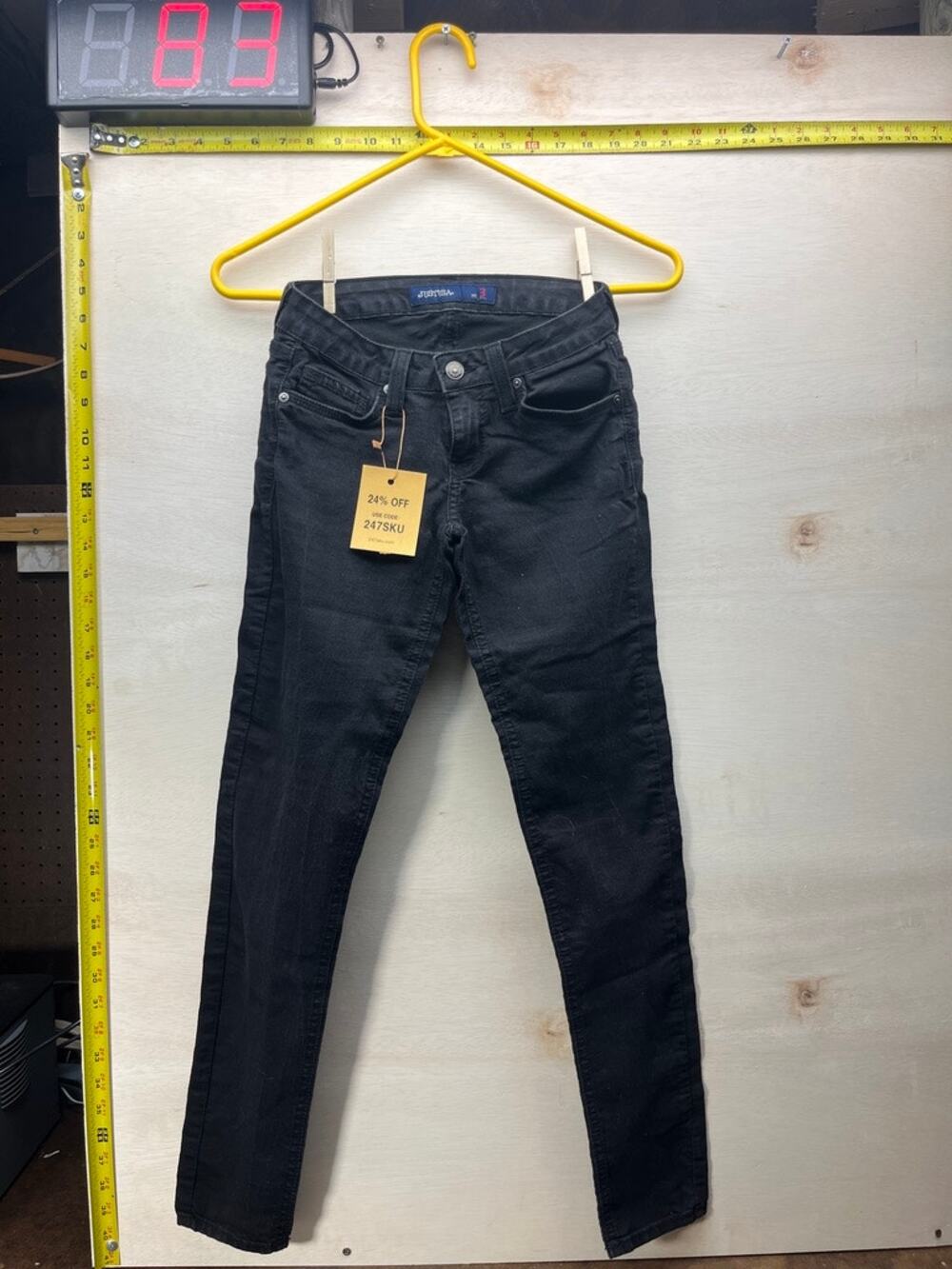 JustUSA Size 3 Black Skinny Jeans With Bombas Socks Bundle